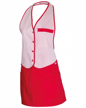 Šatová zástěra gastro (Bílá,Červená)