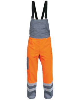 Výstražné kalhoty s laclem (Hi-Vis Oranžová/Šedá)
