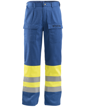 Multinormní výstražné kalhoty (Modrá/Hi-Vis žlutá)